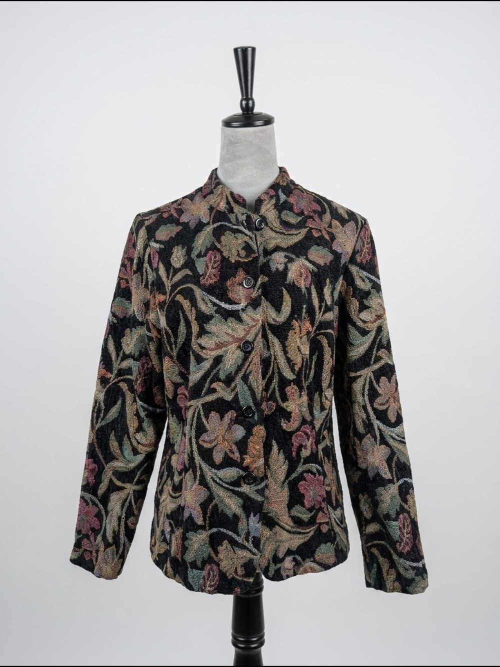 Portrait Floral Tapestry Jacket Women's Large Vintage‎ Button Front Blazer L